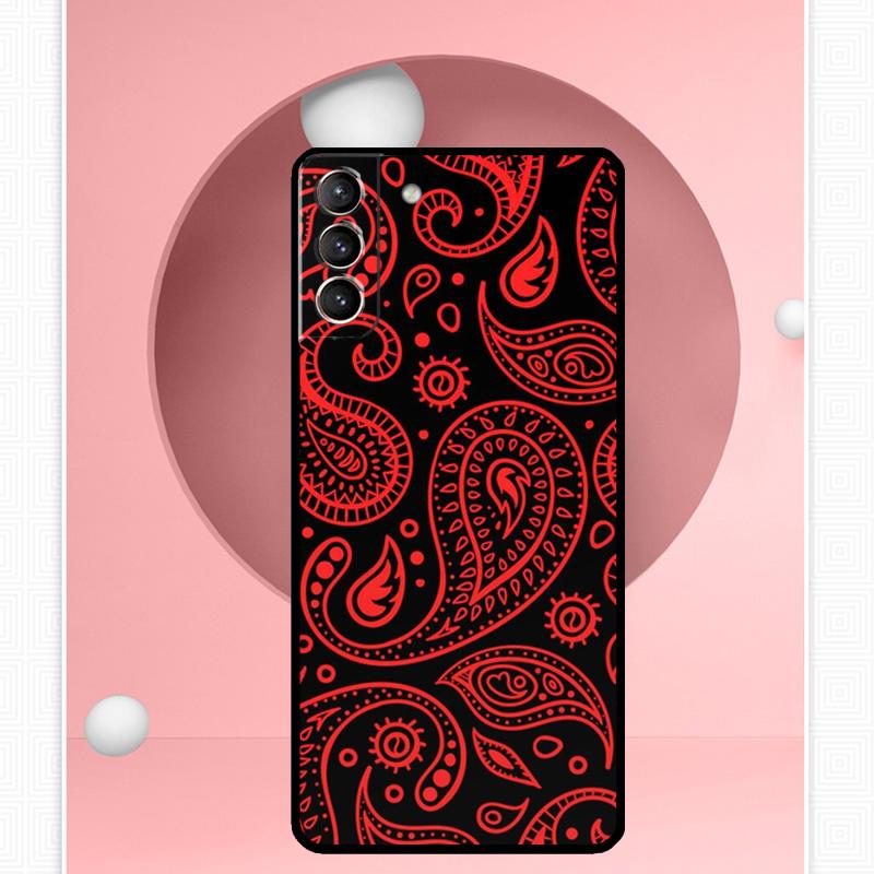 Black Bandana Paisley Case For Samsung Galaxy S25 Ultra S20 S21 S22 S23 S24 Ultra S9 S10 Plus S25 FE Cover Funda