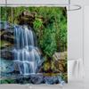 Modern 3D Printing Forest Refreshing Scenery Shower Curtain Waterproof Landscape Green Plant Mountain With Hooks Bathroom Decor