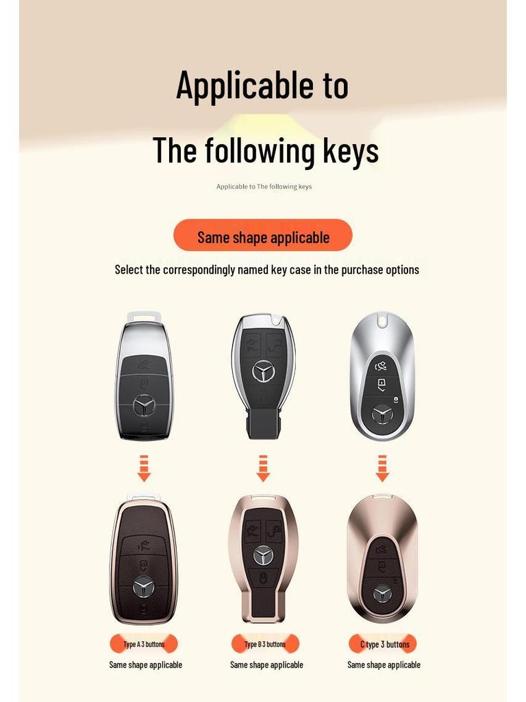 Mercedes-Benz Key Case for 23 Models: New C-Class (C200L/C260L) & S-Class (S400L/S450L/e300)