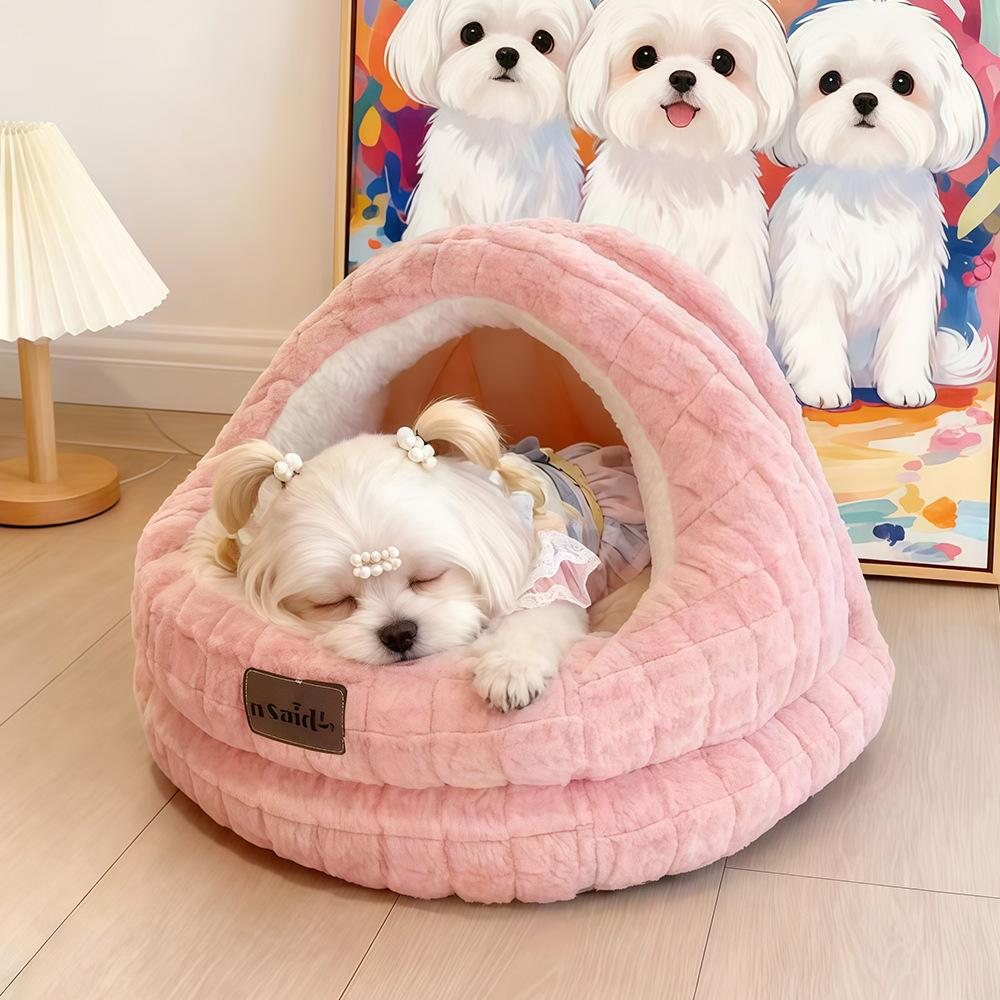 Cozy Winter Pet Nest: Semi-Closed, Thick, and Warm for Dogs and Cats