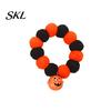 Stretchy Pet Collar Halloween Pom-Pom Collar, Cute Stretch Cat with Pumpkin Festive Bell, Soft Black Orange Pom-Poms for Cats Small Dogs Plush Pom-pom