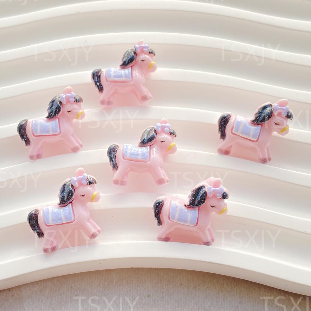 20pcs Mix Mini Colored Cartoon Unicorn Horse Nail Art Flatback Stone Figurines Scrapbook Charm DIY Jewelry Decor Crafts