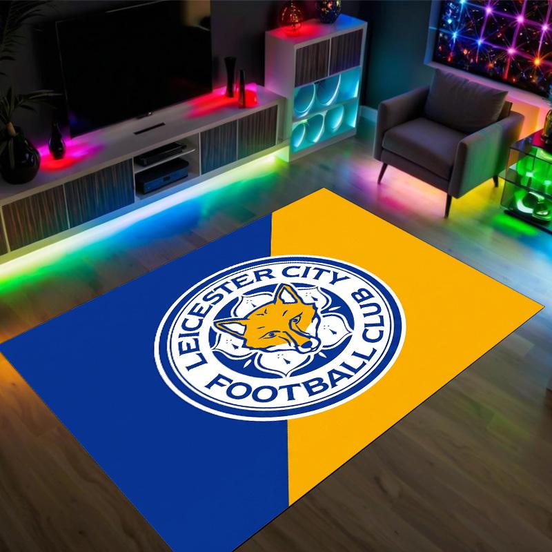 Leicester City Football Design Crystal Velvet Carpet Cozy Non?Slip Printed Rug For Bedroom Living Room Entrance