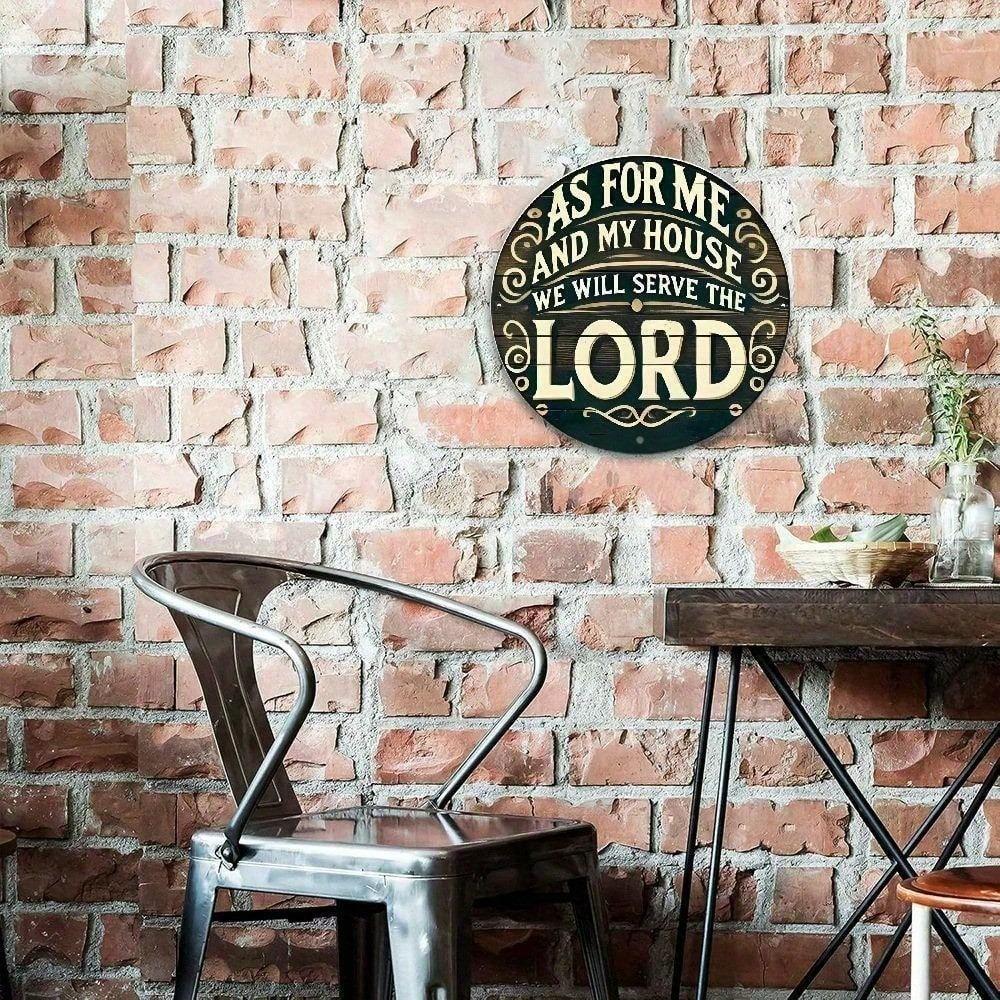 Vintage Aluminum Round Wall Sign 8 Inch Rustic Farmhouse Joshua 24:15 Decor