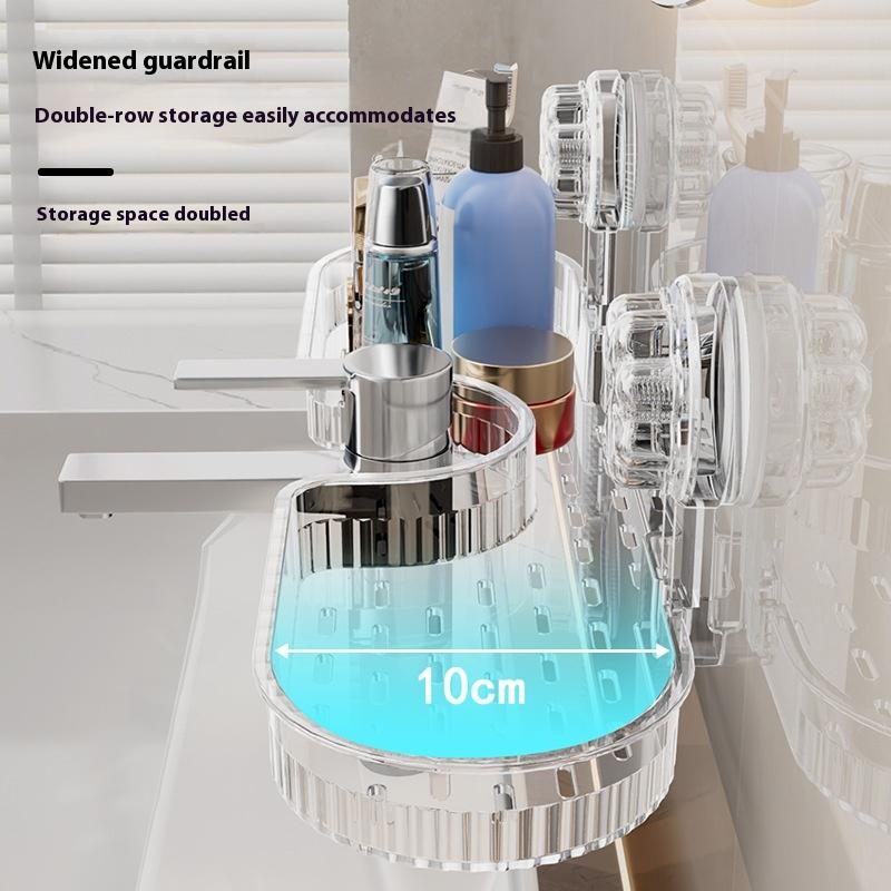 Portaoggetti per Lavandino con Ventosa Portasapone a Distribuzione Automatica Bagno Lavandino Senza Foratura