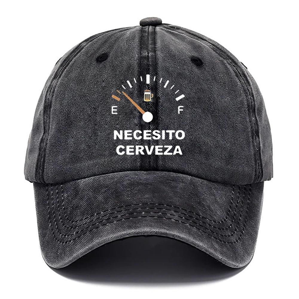 HotSelling Washed Cap NECESITO CERVEZA Printed Hat Unisexs Hat Womens Casual Hat Adjustable Cap Trucker Hat Lightweigh