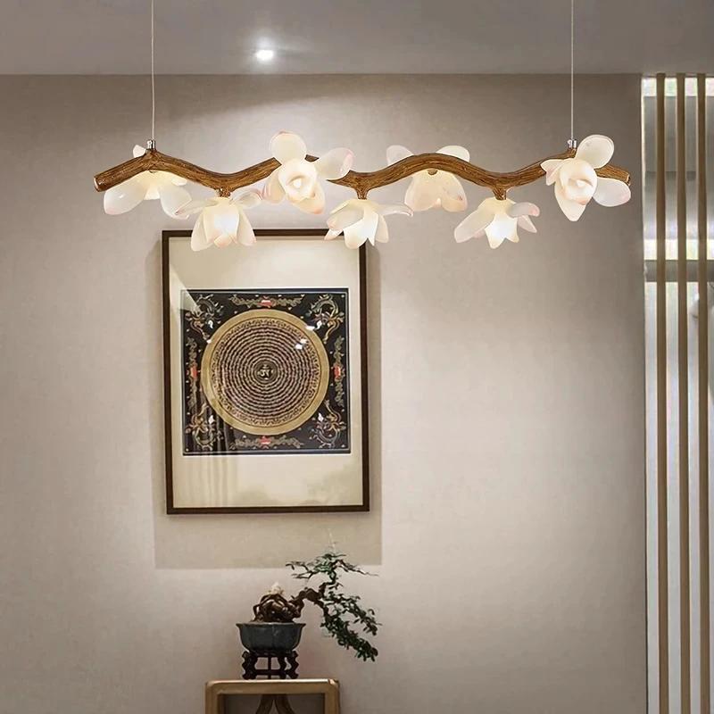 Nordic luxury branch pendent lamp modern home decoration living room dining room office lotus LED chandelier indoor lighting