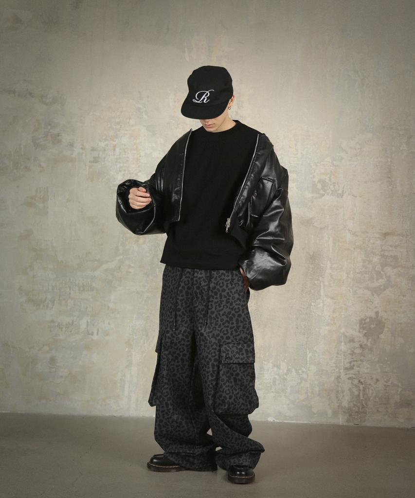 ROCKPSYCHO Leopard Cargo Pants Dark Navy
