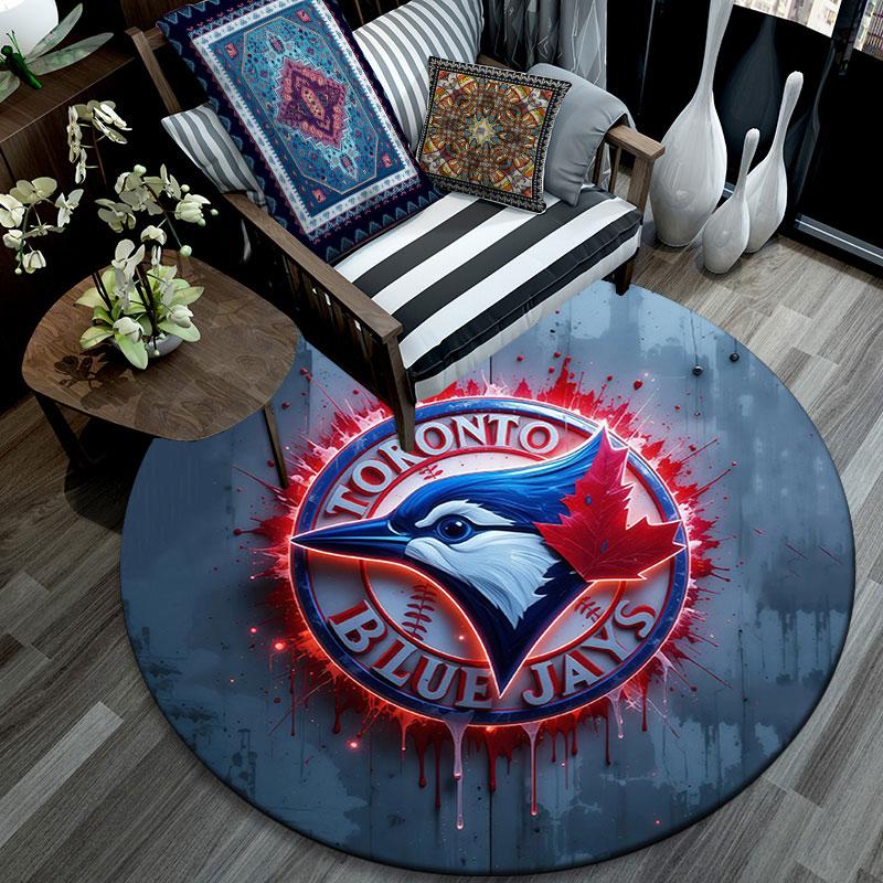Toronto Blue Jays2,Round Area Rug,Carpet Rug for Living Room Bedroom Sofa Playroom Decor,Non-slip Floor Mat