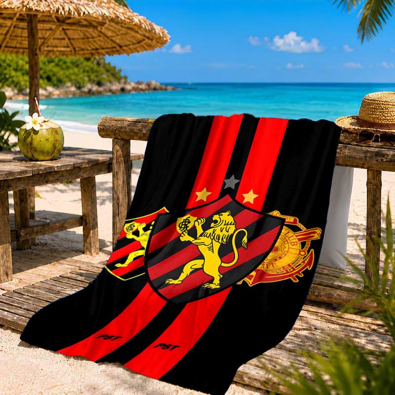 Sport Club Football Crest Printed Microfiber Beach Towel, Soft And Absorbent, Quick-Dry, Ideal for Summer Travel, Beach Essential, Swimming Pool