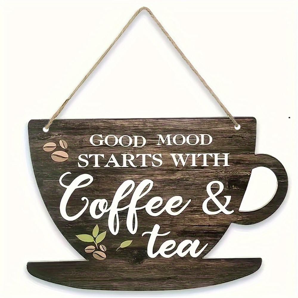 Vintage Coffee Wooden Sign Plaque Decorative Wooden Coffee Door Pendant for Kitchen Cafe Shop