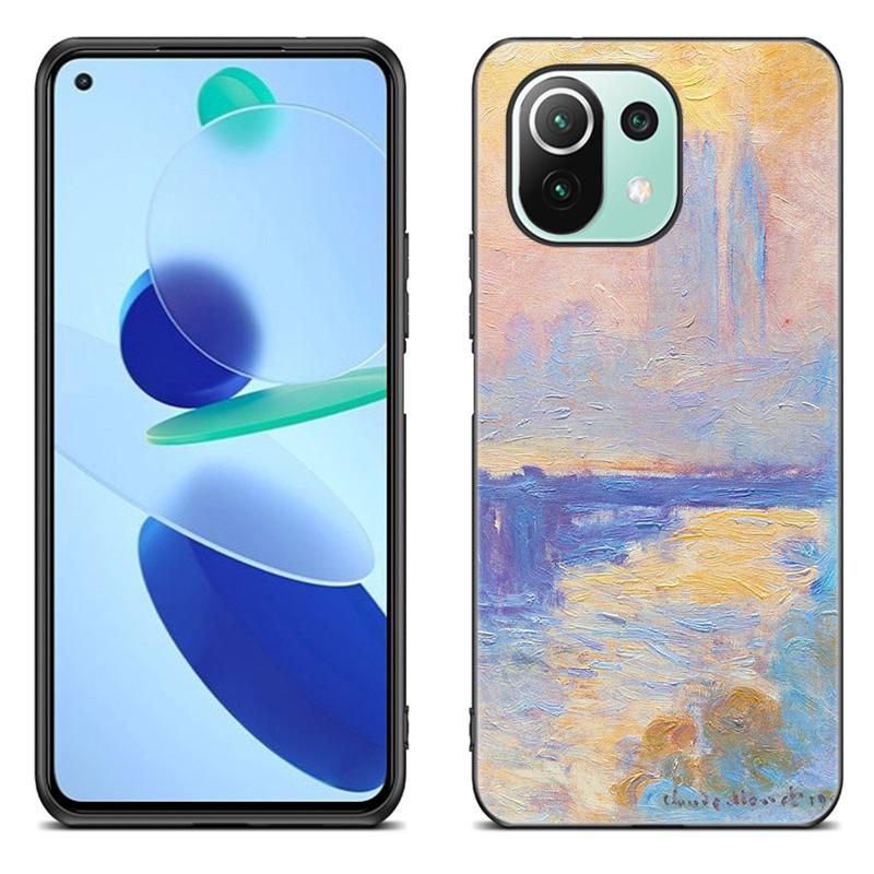 Etui na telefon Claude Monet dla Xiaomi Mi 11 Lite NE 11i 10T 11T Pro A2 A3 Lite POCO F3 M3 M4 C31 X3 Pro NFC GT Czarne etui