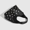 Punk Rivet Women Shoulder Bag Soft PU Leather Tote Bags for Women Handbag Half Moon Hollow Studded Shopper Tote Bucket Bags