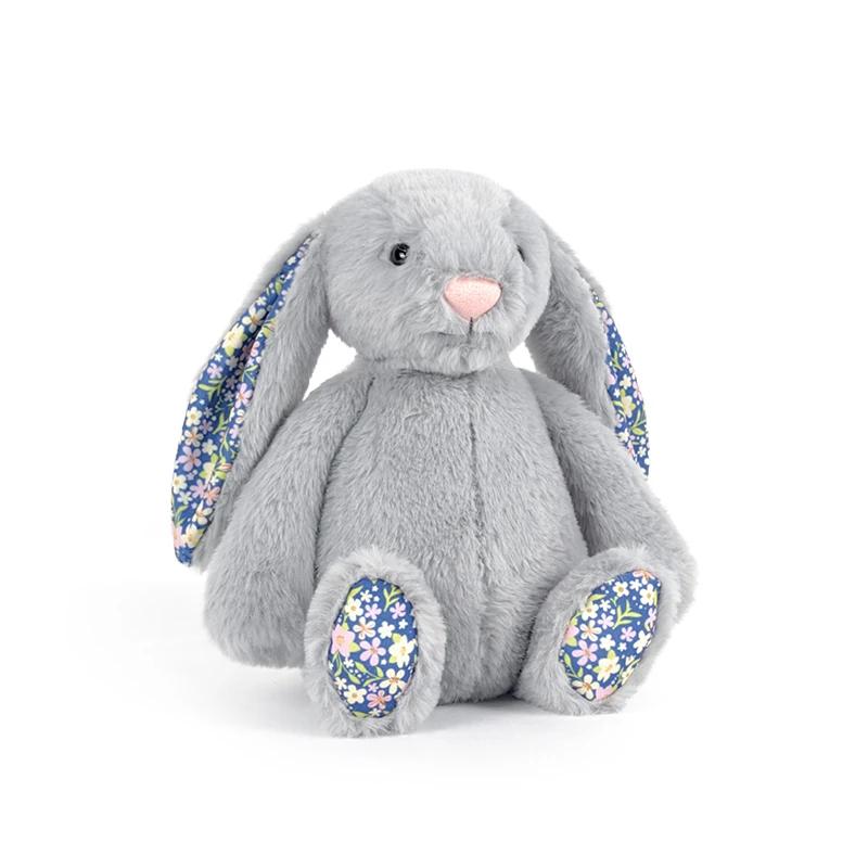 Soft Fluffy Easter Rabbit Plush Toy Cute Long Ears Rabbit Plushies Stuffed Floral Bunny Animal Doll Home Decor Gifts Girl
