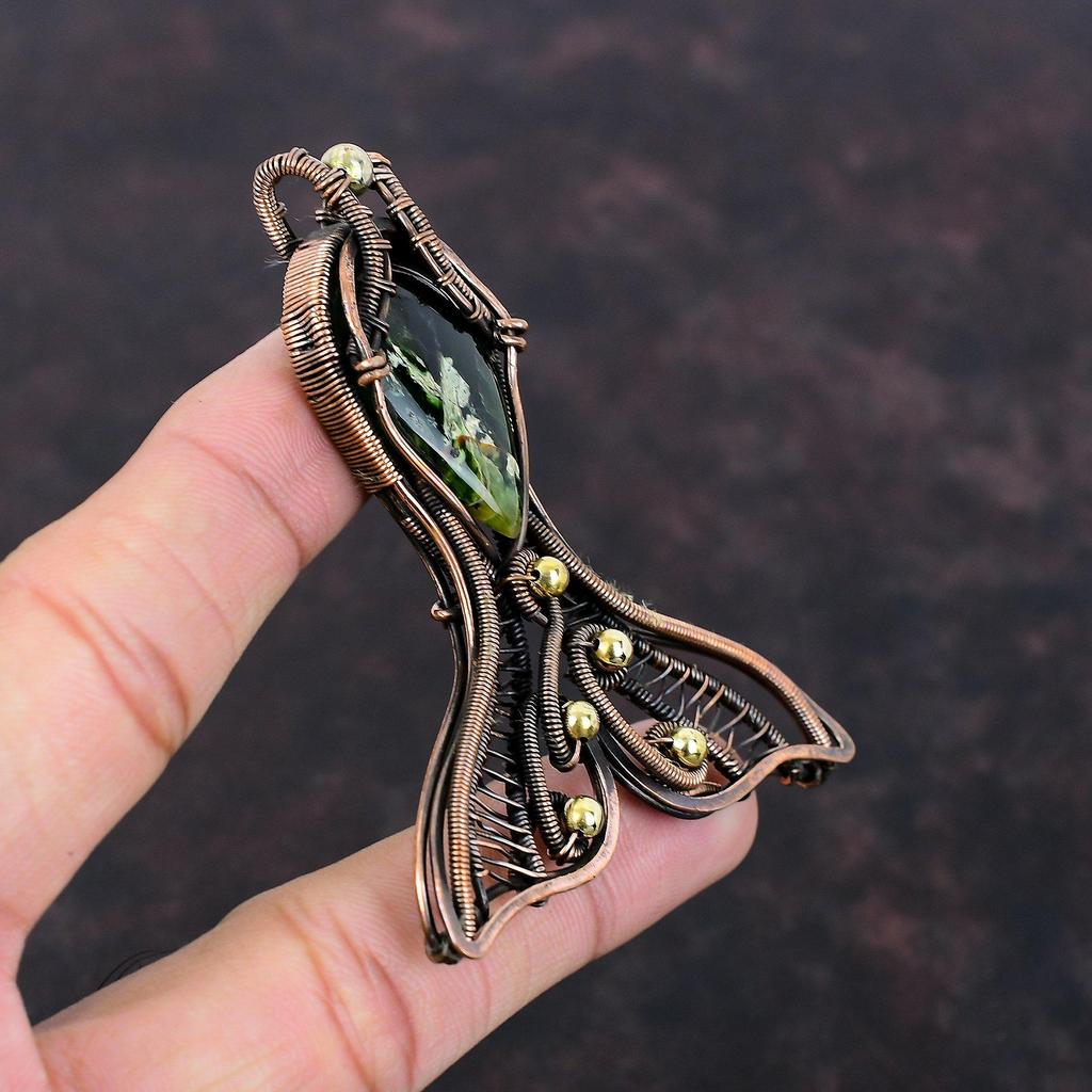 Australian Chrome Chalcedony Pendant Copper Wire Wrapped Pendant Handmade Fish Pendant Copper Wire Jewelry Gemstone Pendant Anniversary Gift