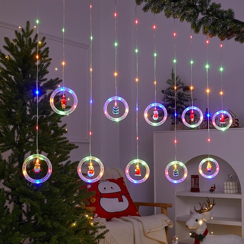 Christmas Lights LED String Lights USB Powered Fairy Lights with 8 Modes Santa Star Curtain Lights for Bedroom Window Xmas Tree Party Decorations
