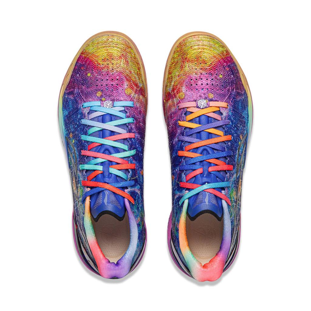 Li Ning Gamma 2 Antiderrapante Suporte Leve Cano Baixo Tênis de Basquete Masculino Laranja Azul ABAV033-13