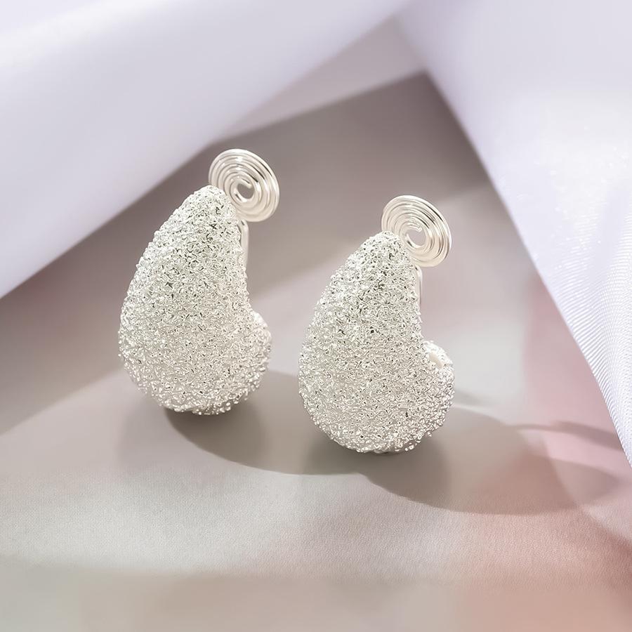 Vintage Matte Particles Water Drop Ear Cuff Earring for Women Simple Irregular Hollow Stud Earrings Jewelry for Party Gift
