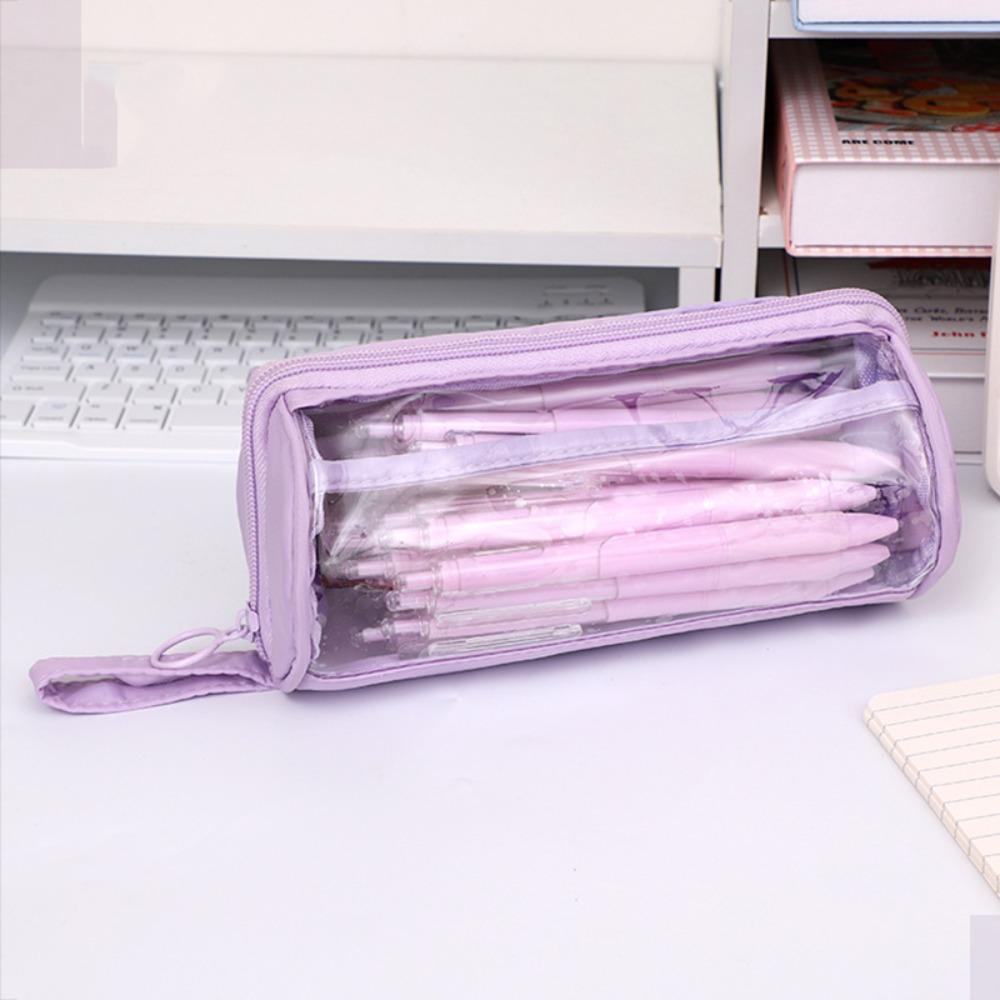 Standing Large Capacity Pencil Bag PVC Zipper Pencil Case Transparent Pencil Case  Student Learning