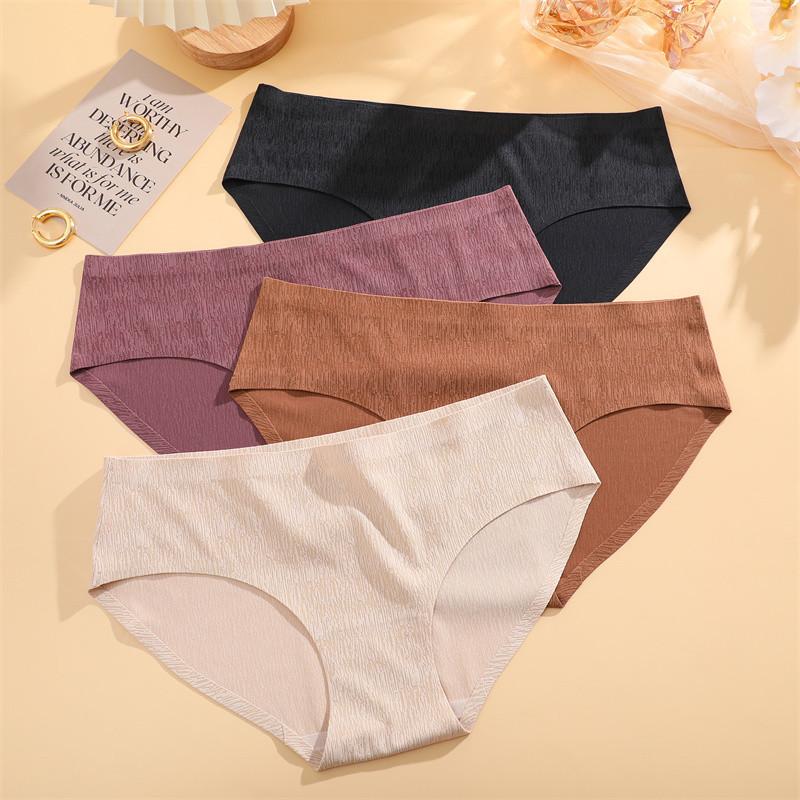 FINETOO Women Seamless Panty Sexy Low Rise Silk Lingerie Breathable Underwear