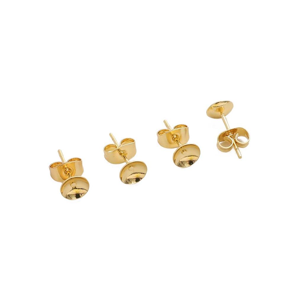 2Pcs Copper Bowl Shaped Imitation Needle Earrings For DIY Jewelry Making Craft Accessories