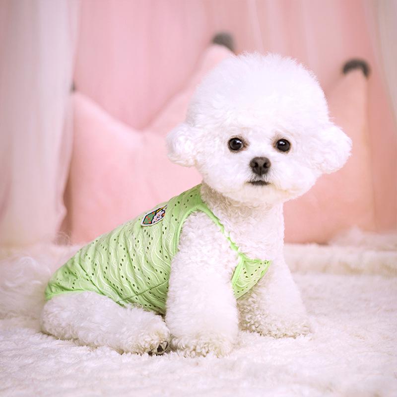 Breathable Mesh Embroidered Dog Vest - Summer Strappy Pet T-shirt