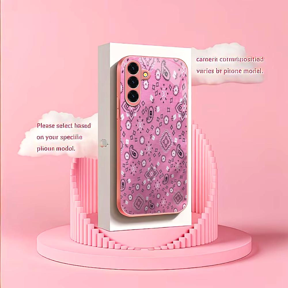 Exquisite patterns PhoneCase for Samsung Galaxy S26 S25 S24 S23 S22 FE Ultra Plus Built-in glass feel bare machine Women's style