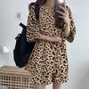 Women's Leopard Print Short Sleeve Top & Bermuda Shorts 2 Piece Tracksuit Plus Size Korean Casual Loungewear Set 2026 Summer Four Seasons Pajamas