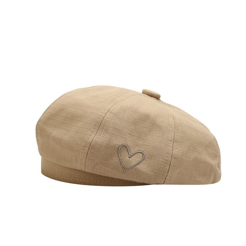 Heart Embroidered Beret Men Women Versatile Face-Flattering Retro Painter Hat Japanese Style Newsboy Cap