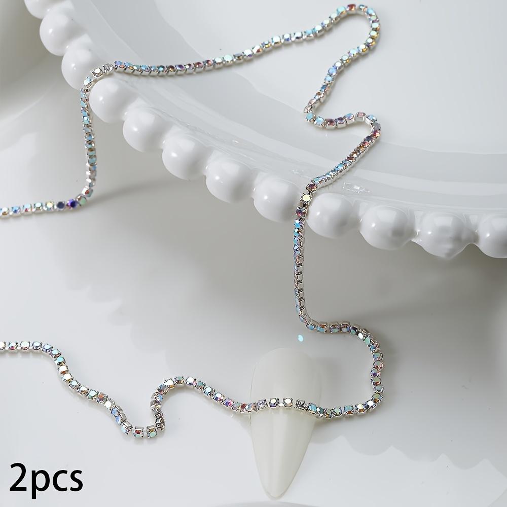 2 pieces of artificial pearl chain nail accessories Y2K metal DIY nail accessories, short nails French tips