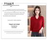 Year of the Rat Women's Red V-neck Jacquard Sweater - Spring/Autumn Pullover
