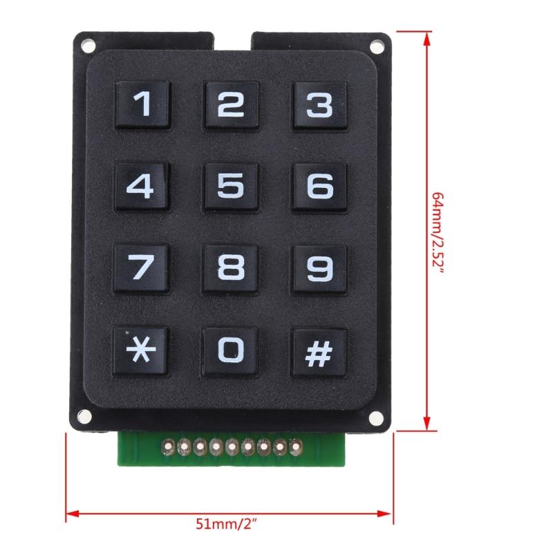 3x4 Matrixes Array 12 Key Button Keypad Keyboard Module for Electronic DIY 12 Key MCU Membranes Button Keypad