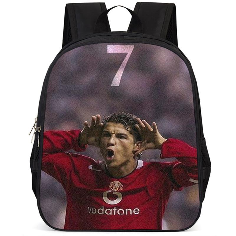 Spacious 15 Inch Cristiano Ronaldo School Backpack For Kids Lightweight Oxford Fabric