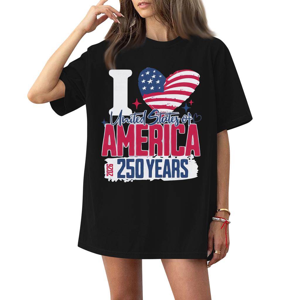 Damen Rundhals Bedrucktes Kurzarm T-Shirt Top