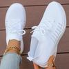Fashion White Platform Sneakers For Women Summer 2025 Mesh Breathable Flying Shoes Woman Lace Up Tennis Casual Flats Vulcanized Shoes
