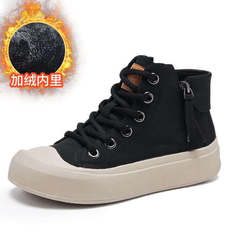 

Модные GKTINOO Натуральная Кожа Ретро Короткие Ботинки Женские Кроссовки Обувь с Высоким Верхом 2025 Модные Повседневные Кроссовки Двойные Молнии Большой Размер 265