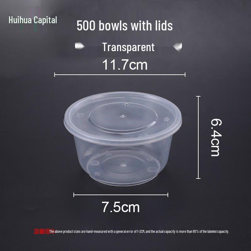 HUIHUADU Thickened Disposable Round Plastic Takeout Containers