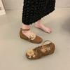Retro flower ballet shoes women's spring new shallow mouth strap single shoes Mary Jane shoes