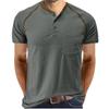 Summer men's Henley shirt colour blocking body shirt men fashion men's short-sleeved men's t-shirt tops