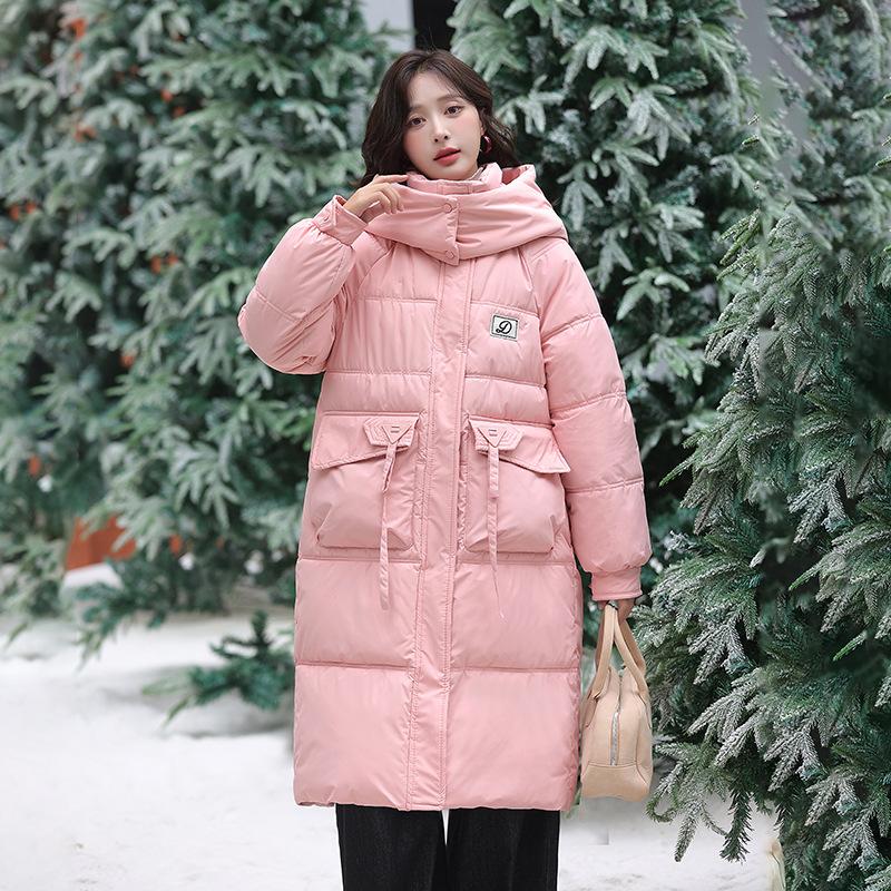 Mid-length cotton jacket women's 2025 new Korean over-the-knee padded jacket winter thickened loose jacket