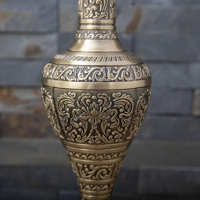 Creative Zinc Alloy Flowers Vases for Artificial Flowe Elegant Green Bronze Vase for Home Office Living Room Tabletop Decorative