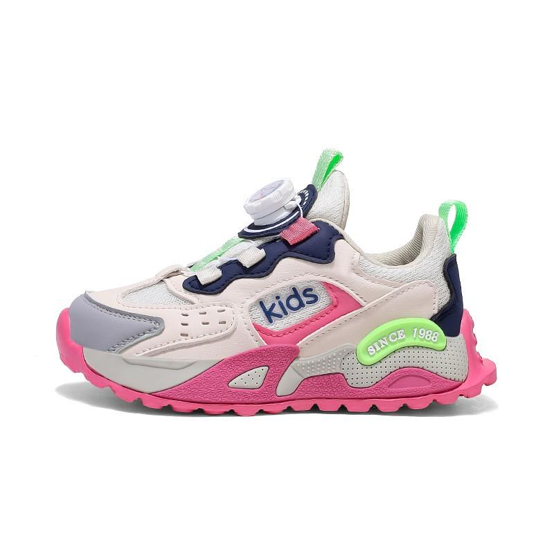 Kids Lightweight Basketball Sneakers Girls Boys Breathable Mesh Running Shoes With Rotating Buckle Closure