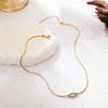 Vintage Striped Flat Snake Chain Clavicle Neckalce Exquisite Shiny White Square Zircon Choker Stainless Steel Jewelry Party Gift