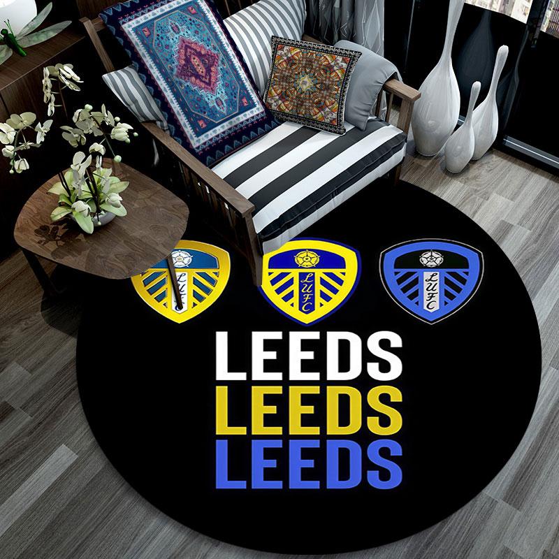 Leeds United Logo Pattern Round rug,Carpet Rug for Living Room Bedroom Playroom ,Non-slip Floor Mat,Holiday Gifts and Birthday Gifts.