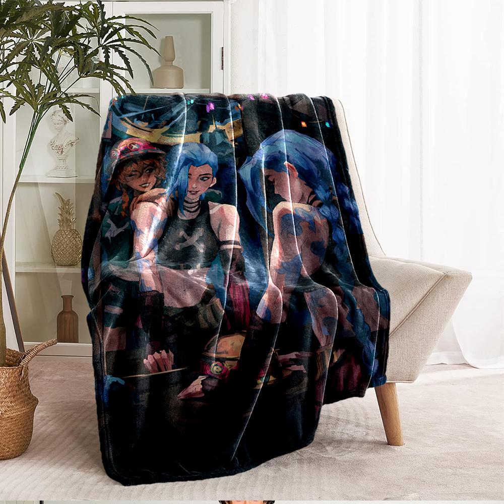 Jinx Theme Printed Blanket - Perfect for Couch, Bed, Travel & Outdoor Use | Machine Washable, Cozy & Durable.