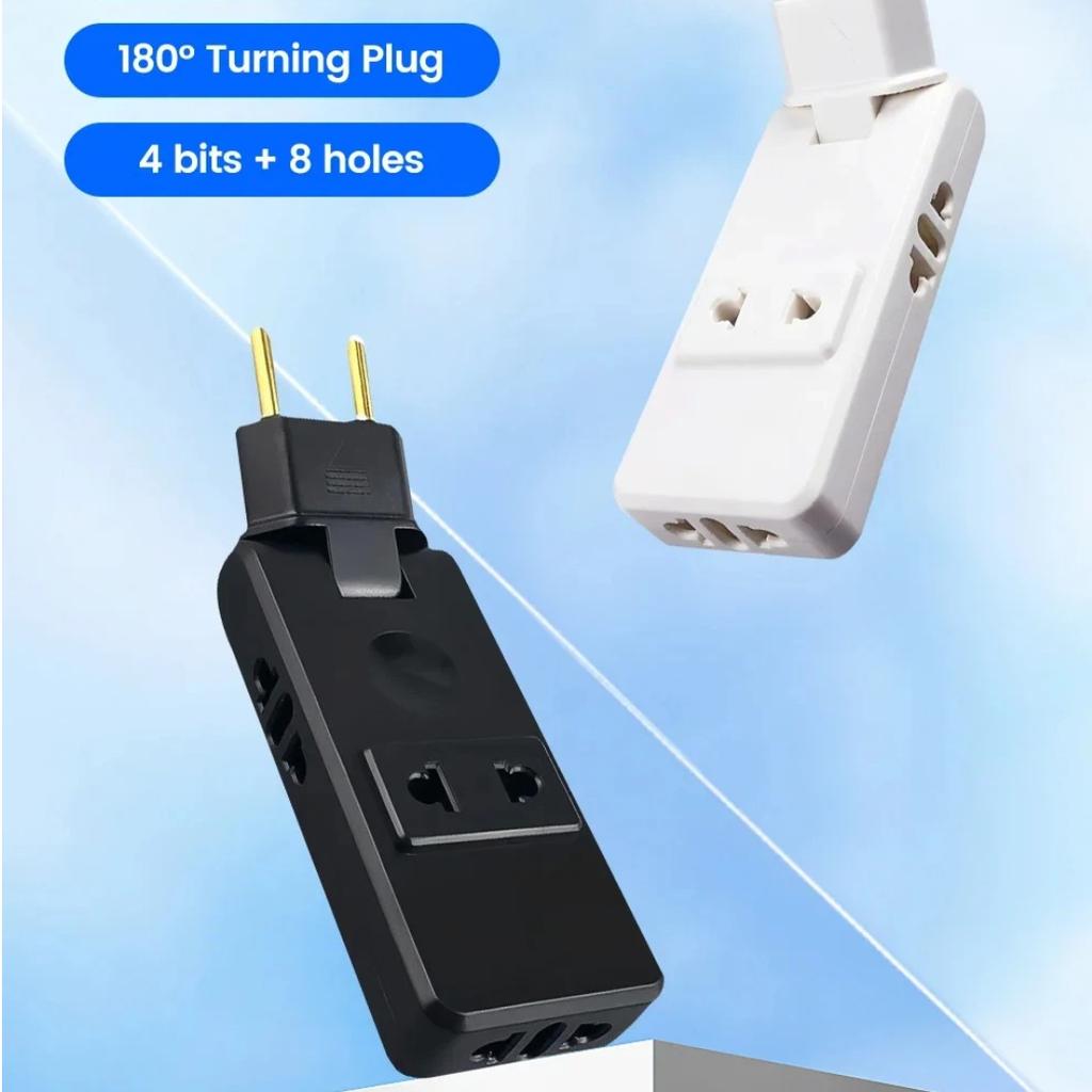 EU Plug Adapter 4 in 1 Wall Outlet Extension – 180° Rotating Portable Power Converter