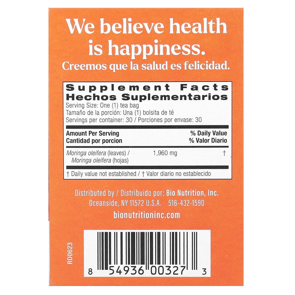 BioNutrition Moringa Tea, 30 Tea Bags, 2.1 oz (58.8 g)