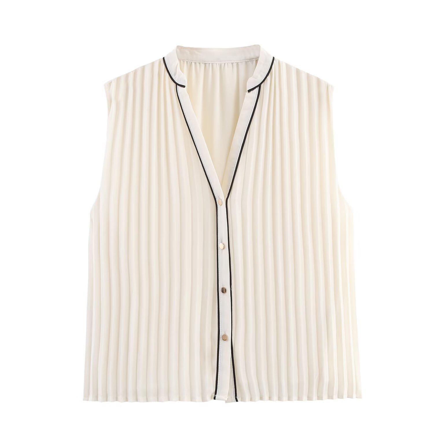 

European and American Style Color Block Trim Shirt Skirt for Women - Style 4387233 Large