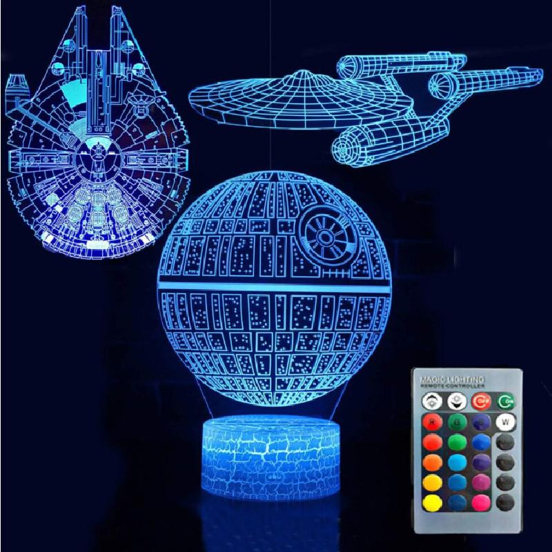 Death Millennium Falcon 3d Led Night Lamp Bedroom Decoration Lamp
