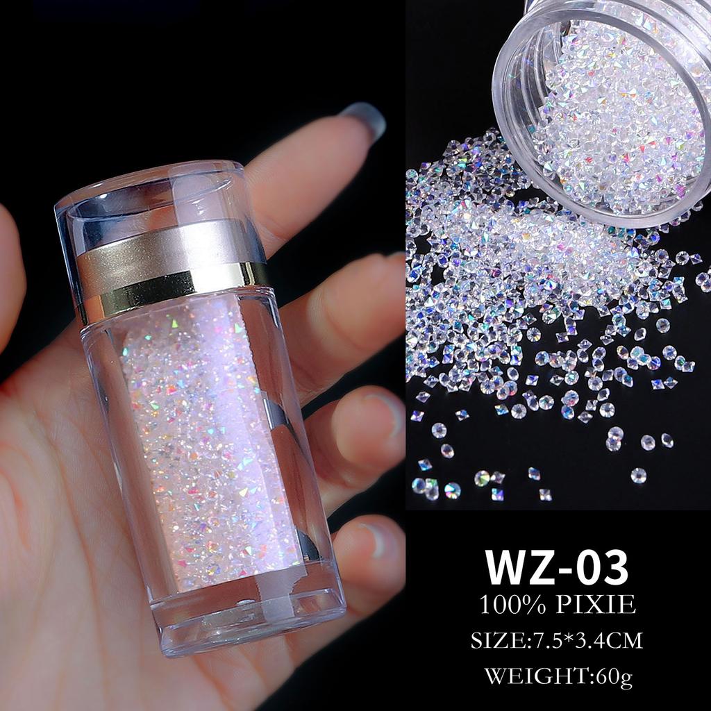 Nail Art Jewelry Elf Beads, Glass Beads Mixed Diamonds, Transparent Beads Micro-Diamonds, Bottled Direct Sales